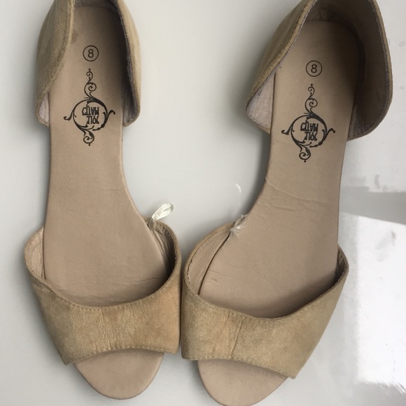 Suede Peep-toe Flats - Picture 2 of 5